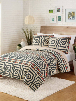 Justina Blakeney Hypnotic Quilt & Sham Set Tan/gray Multi