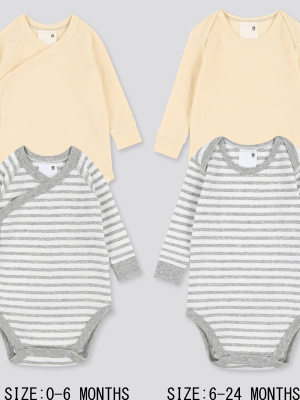 Newborn Crew Neck Long-sleeve Bodysuit (set Of 2)