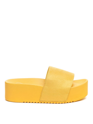 Cheri Yellow Platform Slide Sandal