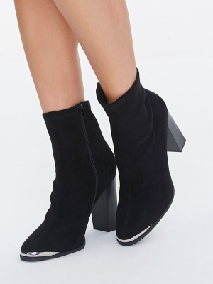 Faux Suede Metal-toe Booties