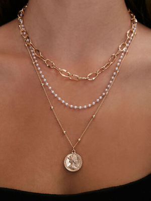 Coin Pendant Layered Necklace