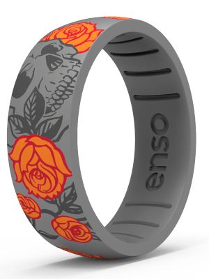 Emblem Silicone Ring - Rose Skull Black