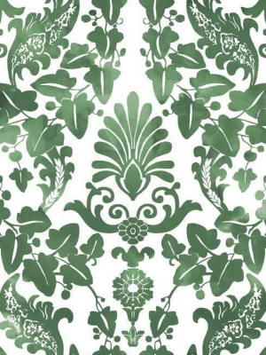 Vine Damask Peel & Stick Wallpaper In Green By Roommates For York Wallcoverings