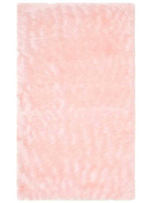 Faux Sheepskin Pink Area Rug
