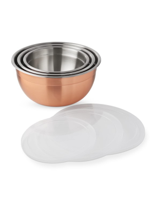 Williams Sonoma Copper Mixing Bowls With Lids, Set Of 3