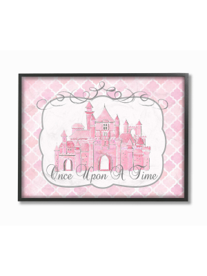 Once Upon A Time Pink Water Color Castle Framed Giclee Texturized Art (11"x14"x1.5") - Stupell Industries