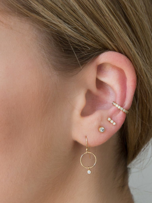 14k Diamond Tiny Drop Circle Earrings