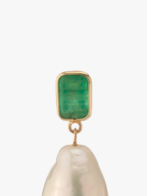 Emerald & Baroque Pearl Disco Earrings