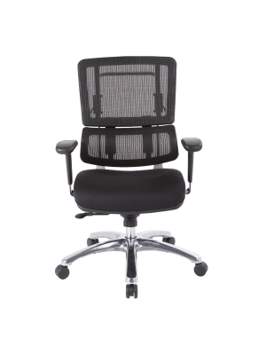 Vertical Mesh Chair With Steel Fabric Seat And Polished Aluminum - Osp Home Furnishings