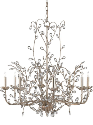 Large Crystal Bud Chandelier In Silver Granello