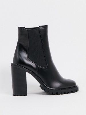 Asos Design Expect High Heeled Chunky Chelsea Boots In Black