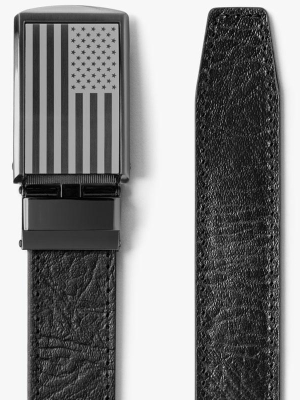 Top Grain Leather American Flag Belt