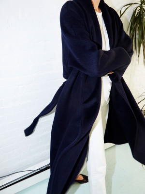 Deep Blue Cashmere Wool Trench Coat