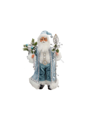 Kurt Adler 17" Kringle Klaus Blue And White Santa With Staff And Bag