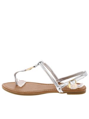 Setllatz1 Silver Emblem Thong Sandal