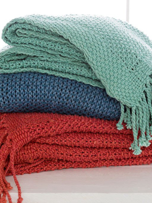 Tibey Solid Teal Throw