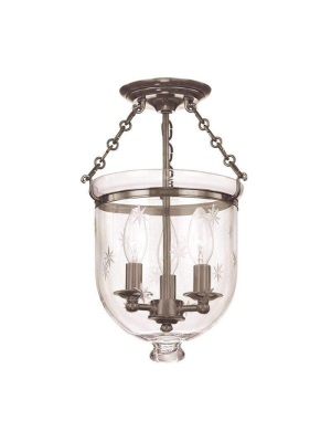 Hampton 3 Light Semi Flush Historic Nickel