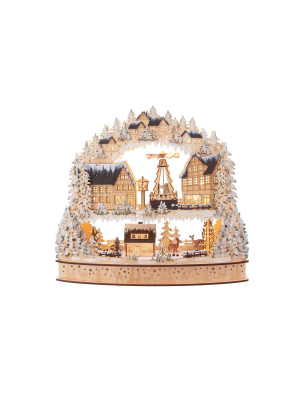 Kurt Adler 16" Battery-operated Light-up Wooden Village With Motion