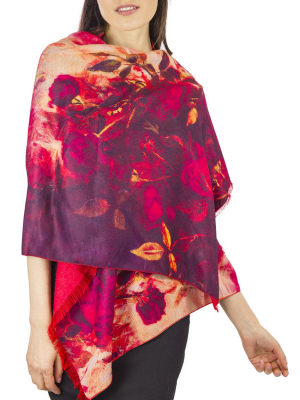 Jessica Mcclintock Super Soft Rev Floral Print Shawl