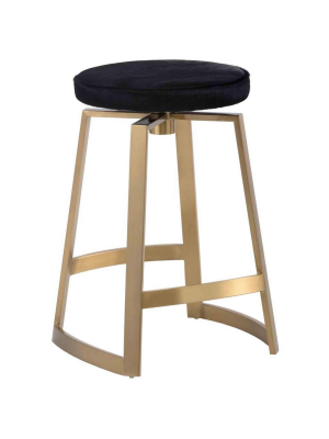 Hendrix Swivel Counter Stool, Black Cowhide