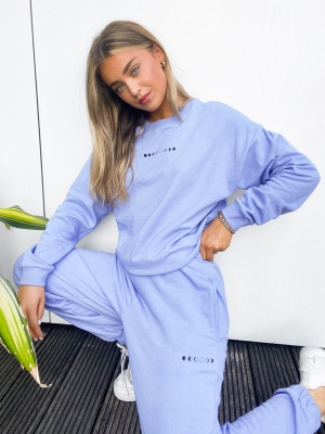 Asos Design Tracksuit Oversized Sweatshirt / Oversized Sweatpants With Mini Graphic In Lilac