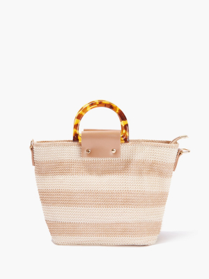 Striped Straw Tote Bag