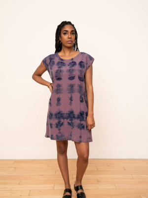 Laguna Shift Dress In Ikat Plum And Blue