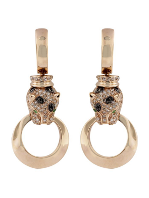 Effy Signature 14k Rose Gold Diamond And Emerald Earrings, 0.80 Tcw