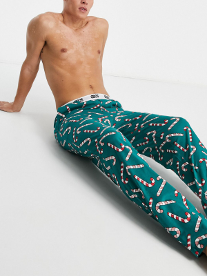 Asos Design Lounge Bottoms In Christmas Print