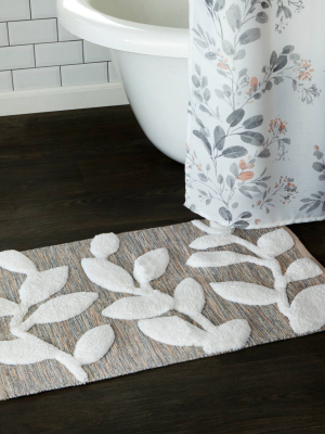 Greenhouse Leaves Bath Rug Gray - Skl Home