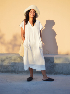 Shop On The Mesa - Sleeveless Caftan Dress In Ivory