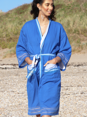 Unisex Kikoy And Towelling Dressing Gown | Blue