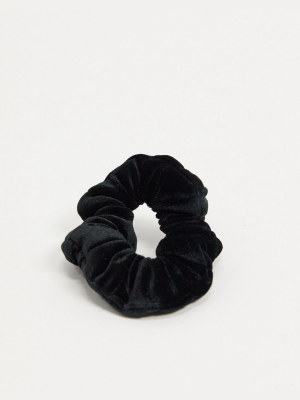 Asos Design Padded Scrunchie In Black Velvet