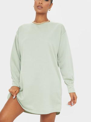 Sage Green Oversized Jumper Sweater Dress