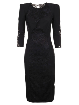 Elisabetta Franchi Lace Long-sleeved Midi Dress