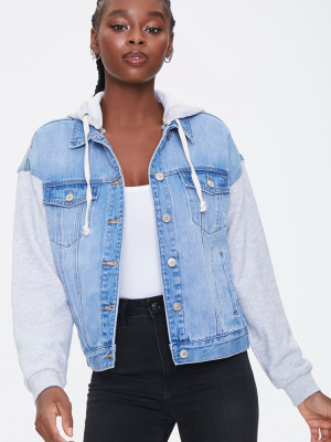 Hooded Denim Combo Jacket