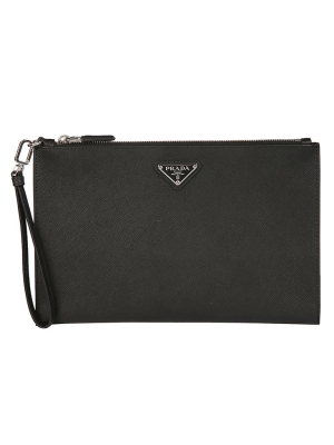 Prada Logo Plaque Clutch Bag