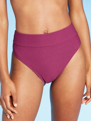 Women's Crepe Textured High Leg High Waist Extra Cheeky Bikini Bottom - Shade & Shore™ Acai