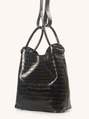 Small Vosges Croco-print Embossed Leather Black