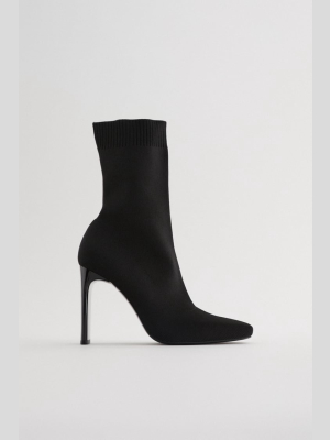 Heeled Sock-style Ankle Boots Trf