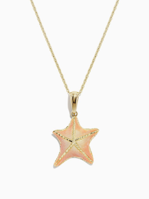 Effy Seaside 14k Yellow Gold Pink Starfish Pendant