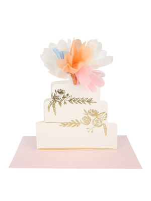 Floral Cake Stand-up Wedding Card