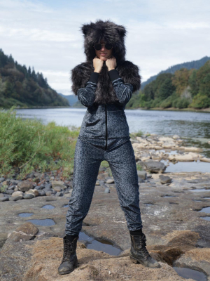 Black Panther Velvet Classic Faux Fur Animal Onesie | Women's