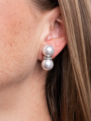 Double Pearl Ball Clip Earrings