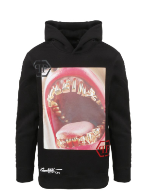 Philipp Plein Logo Teeth Print Hooded Sweater