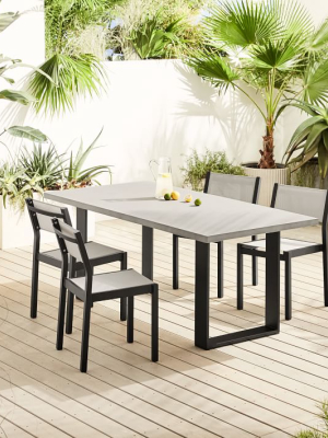 Concrete Outdoor 72" Dining Table & Portside Aluminum Textilene Dining Chair Set