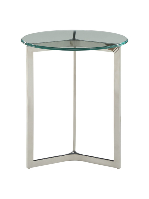 Volusius End Table Clear Glass Sliver - Acme Furniture