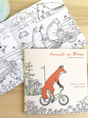 Forest To Town Animals On Bikes Coloring Book