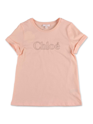 Chloé Kids Logo Embroidered T-shirt