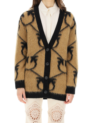 Pinko Logo Jacquard V-neck Cardigan